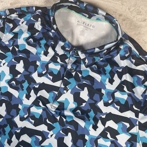 Maelreg Performance Polo Shirt Men's‎ 2XL Blue Geometric Lightweight Golf UPF